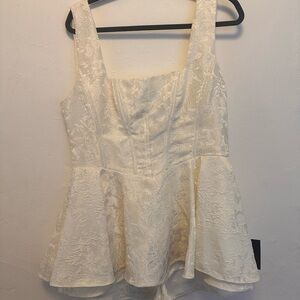 Radiant Flair Ivory Floral Jacquard Bustier Romper Size XL